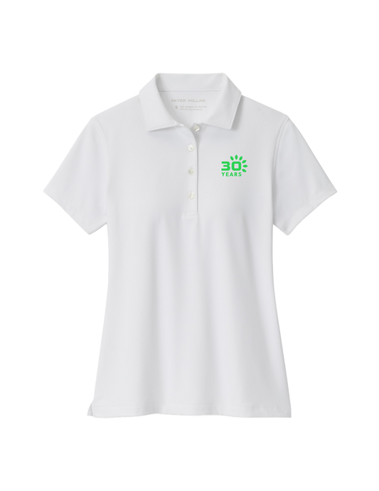 Peter Millar Women's Short Sleeve Button Polo White