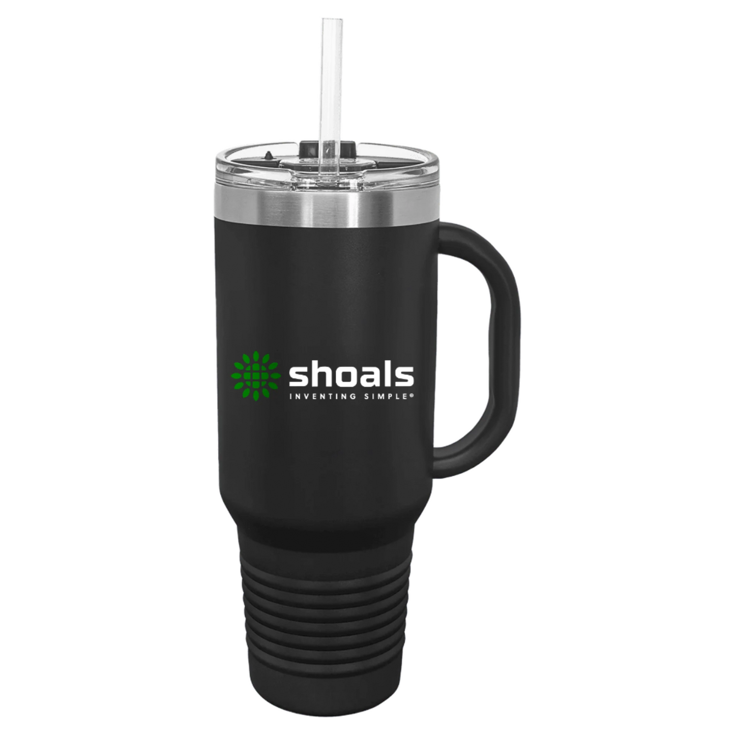 40 oz. Black Vacuum Insulated Travel Mug w/Straw